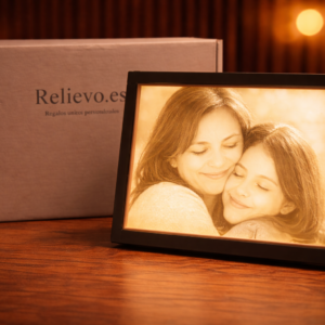 Cuadro Litofanía Personalizado con Luz LED (Marco Negro)