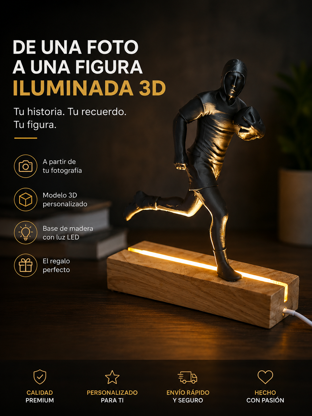 Figura 3D Personalizada con Luz LED a partir de tu Fotografía